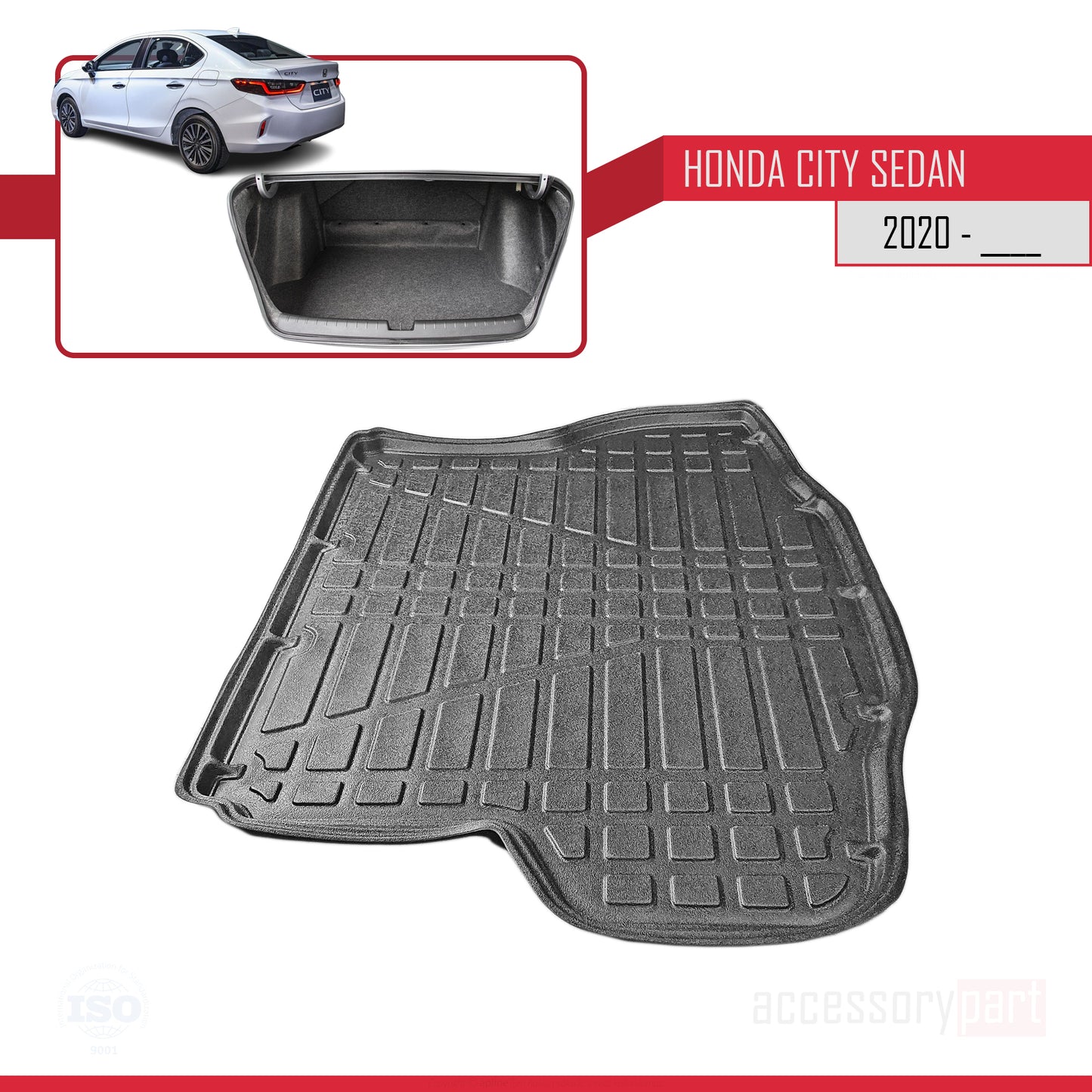 Tapis de Coffre pour Honda City 2023-2023 Flexible NOIR