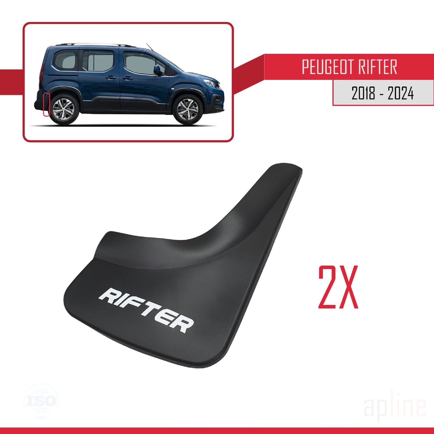Compatible avec Peugeot Rifter 2019-2024 Jeu de Bavettes Garde-boue Avant et Arrière de Voiture 4 Pcs Noir