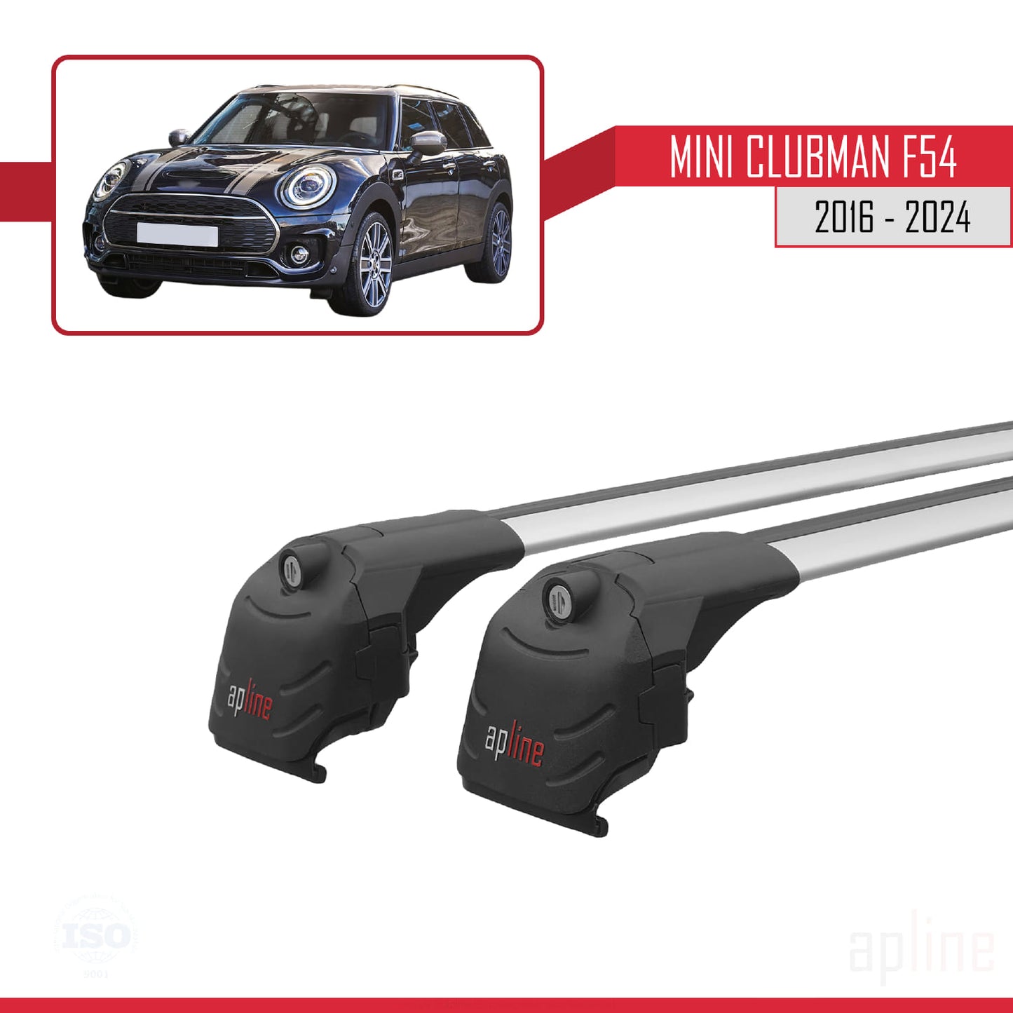 Compatible avec Mini Clubman F54 2016-2024 ACE-2 Barres de Toit Railing Porte-Bagages de Voiture Gris Aluminium 2 Barres