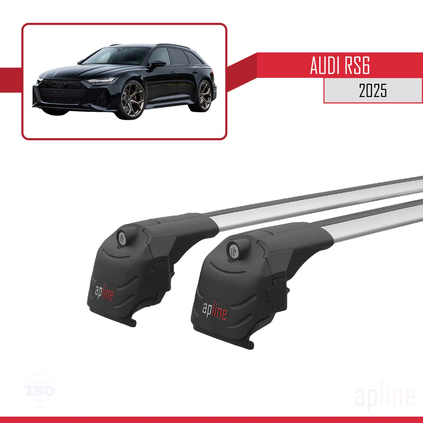 Compatible avec Audi RS6 2025 ACE-2 Barres de Toit Railing Porte-Bagages de Voiture Gris Aluminium 2 Barres