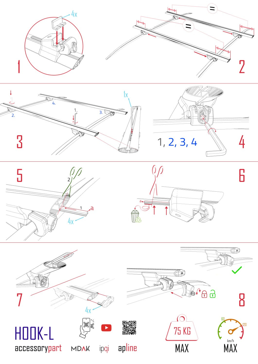 Compatible avec Volkswagen Nivus (CS1) 2021-2025 HOOK Model Barres de Toit Railing Porte-Bagages de Voiture Noir Aluminium 2 Barres