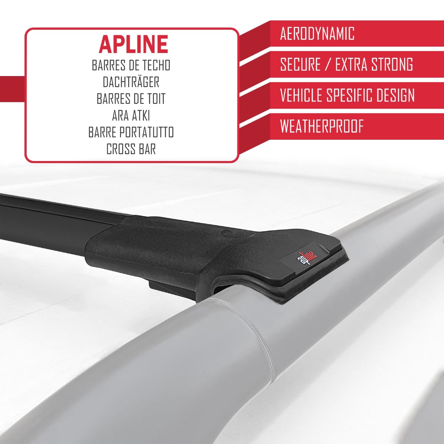 Compatible avec Ford Transit/Tourneo Connect 3 2022-2025 FLY Model Barres de Toit Railing Porte-Bagages de Voiture Noir Aluminium 2 Barres