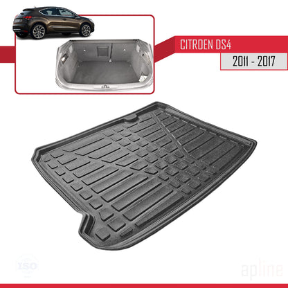 Compatible avec Citroen/DS 4 (NX) 2011-2017 Flexible Tapis de Coffre Plancher de Chargement Noir