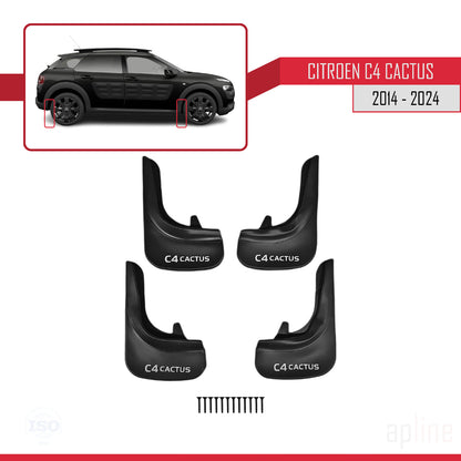 Compatible avec Citroen C4 Cactus 2014-2021 Jeu de Bavettes Garde-boue Avant et Arrière de Voiture 4 Pcs Noir