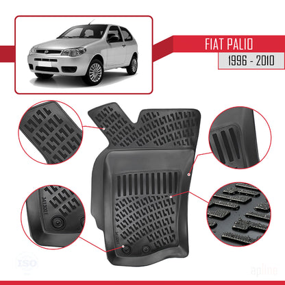 Compatible avec Fiat Palio (178) 1996-2010 4D Tapis de Voiture Noir