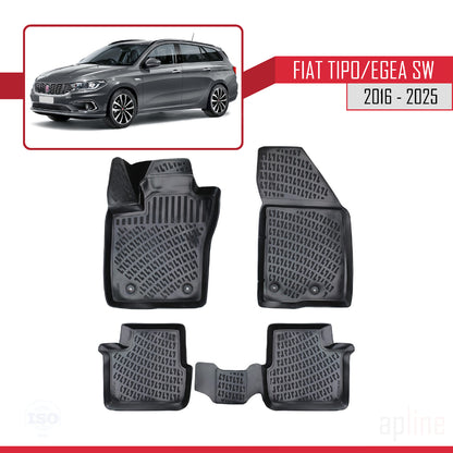 Compatible avec Fiat Egea Break 2016-2025 4D Tapis de Voiture Noir