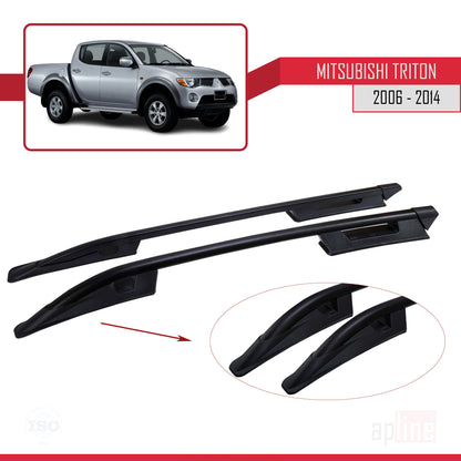 Compatible avec Mitsubishi Triton 4 2006-2014 (Empattement Court L1/H1) Rails de Toit Porte-bagages sur le Toit (Modèle Adhésif) Noir