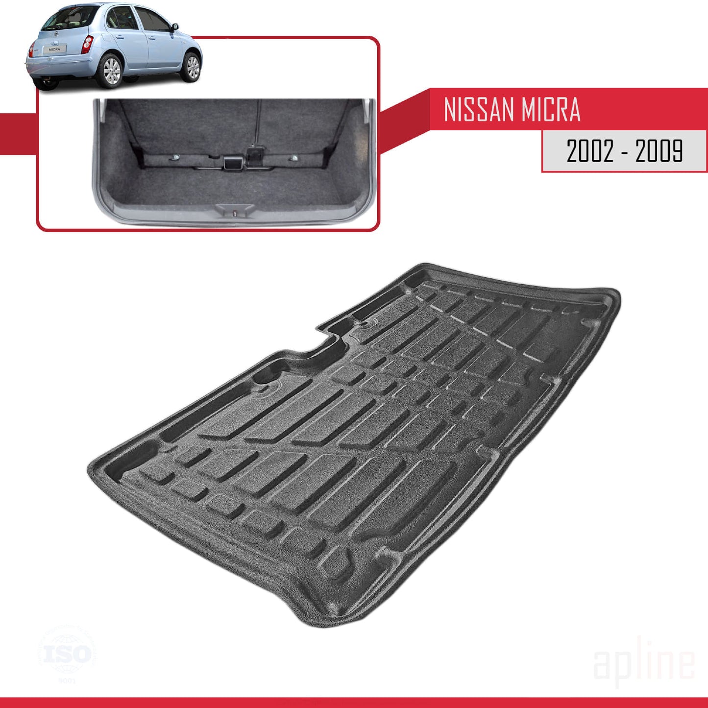 Tapis de Coffre pour Nissan Micra 2004-2010 Flexible NOIR