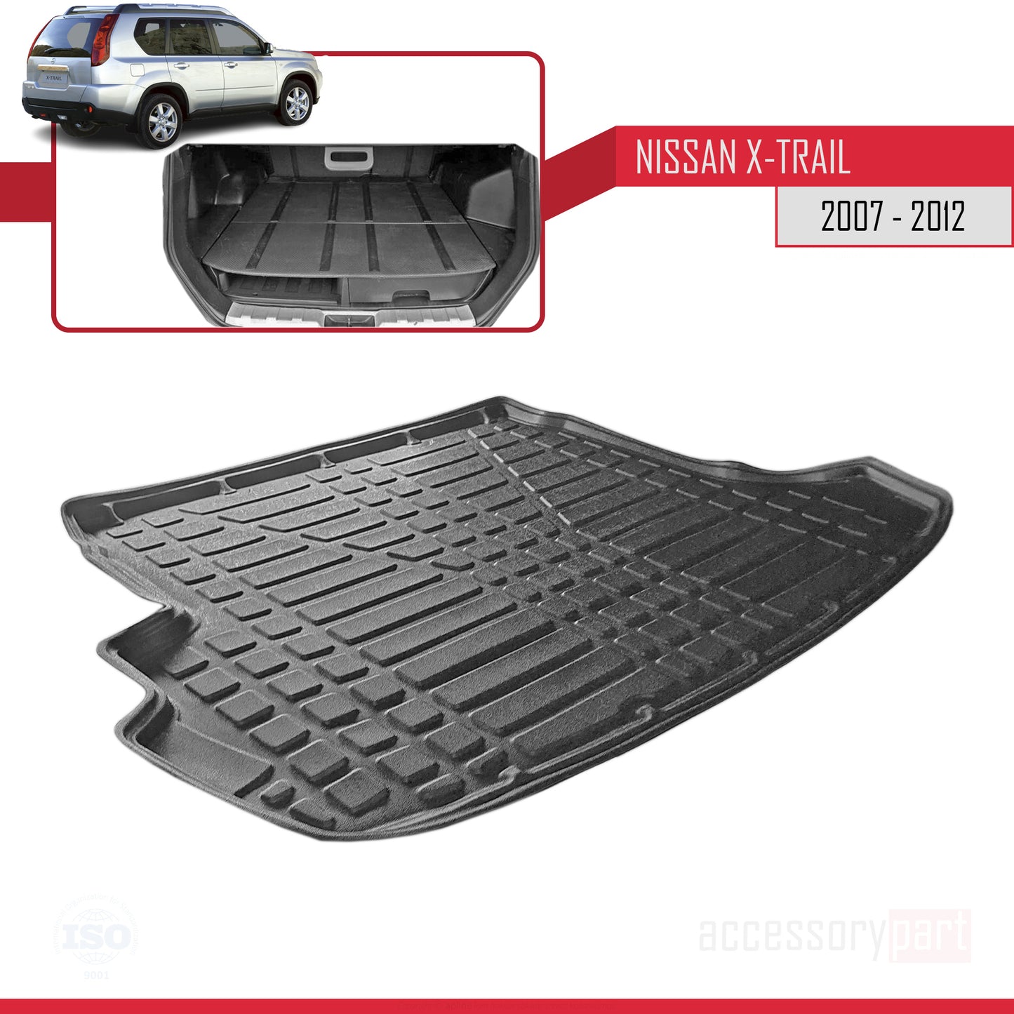 Tapis de Coffre pour Nissan X-Trail 2007-2012 Flexible NOIR