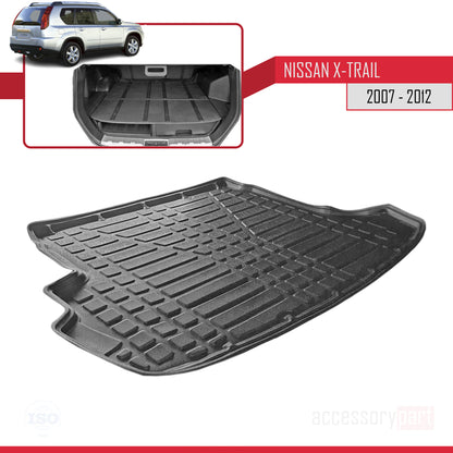 Tapis de Coffre pour Nissan X-Trail 2007-2012 Flexible NOIR