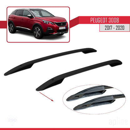 Compatible avec Peugeot 3008 II (P84) Pre-Facelift 2017-2020 (Empattement Court L1/H1) Rails de Toit Porte-bagages sur le Toit (Modèle Adhésif) Noir