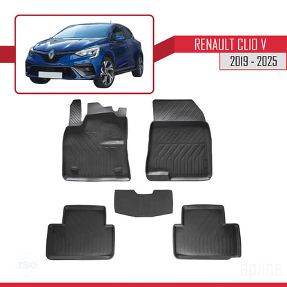 Compatible avec Renault Clio 5 2019-2025 4D Tapis de Voiture Noir