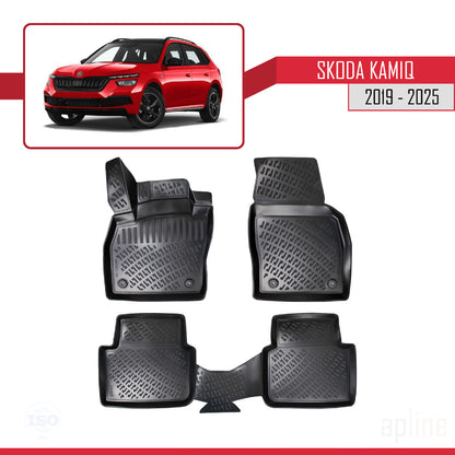 Compatible avec Skoda Kamiq 2019-2025 4D Tapis de Voiture Noir