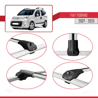 Compatible avec Fiat Fiorino 3 2008-2025 ACE-1 Barres de Toit Railing Porte-Bagages de Voiture Gris Aluminium 3 Barres