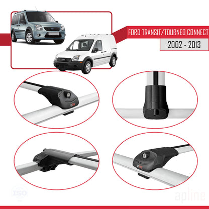 Compatible avec Ford Transit/Tourneo Connect 2002-2013 ACE-1 Barres de Toit Railing Porte-Bagages de Voiture Gris Aluminium 4 Barres