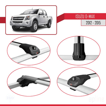 Compatible avec Isuzu D-Max 2 (RT50) Pre-Facelift 2012-2015 ACE-1 Barres de Toit Railing Porte-Bagages de Voiture Gris Aluminium 2 Barres