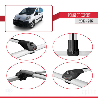 Compatible avec Peugeot Expert 2 2007-2016 ACE-1 Barres de Toit Railing Porte-Bagages de Voiture Gris Aluminium 4 Barres