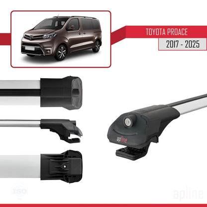 Compatible avec Toyota Proace 2017-2025 ACE-1 Barres de Toit Railing Porte-Bagages de Voiture Gris Aluminium 4 Barres