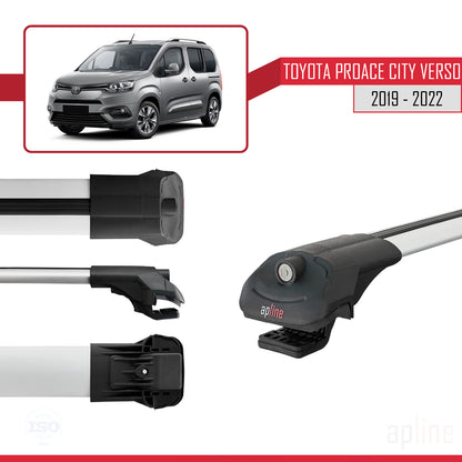 Compatible avec Toyota Proace City Verso 2019-2022 ACE-1 Barres de Toit Railing Porte-Bagages de Voiture Gris Aluminium 4 Barres
