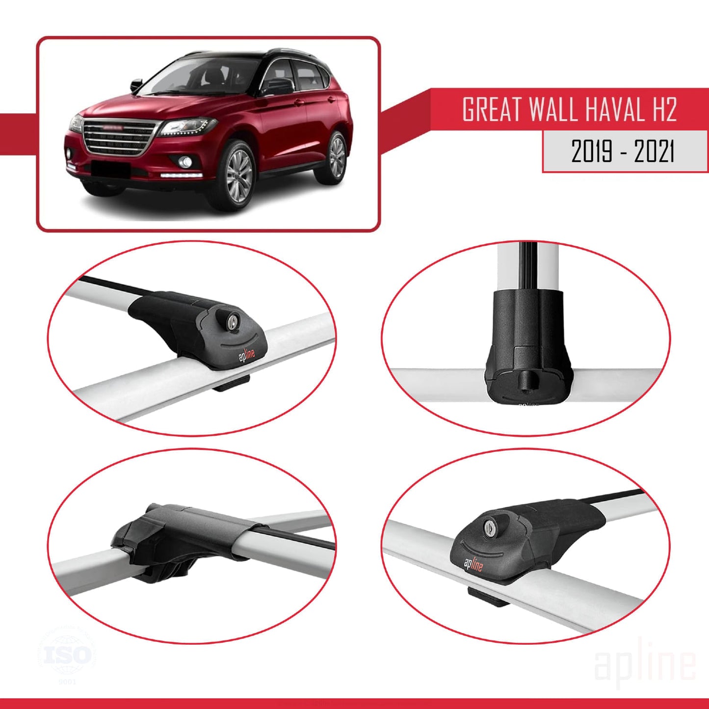 Compatible avec Great Wall Haval H2 2019-2021 ACE-1 Barres de Toit Railing Porte-Bagages de Voiture Gris Aluminium 3 Barres