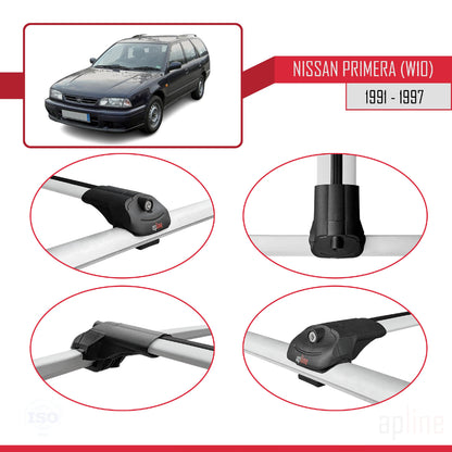 Compatible avec Nissan Primera (W10) Traveller 1991-1997 ACE-1 Barres de Toit Railing Porte-Bagages de Voiture Gris Aluminium 2 Barres