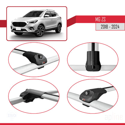 Compatible avec MG ZS 2018-2024 ACE-1 Barres de Toit Railing Porte-Bagages de Voiture Gris Aluminium 2 Barres