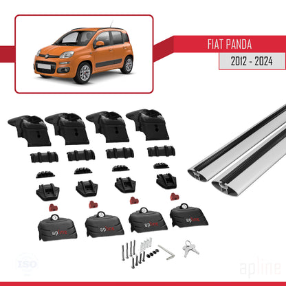 Compatible avec Fiat Panda 3 (319) 2012-2024 ACE-2 Barres de Toit Railing Porte-Bagages de Voiture Gris Aluminium 2 Barres
