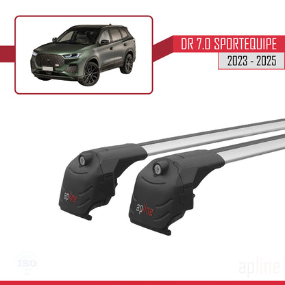 Compatible avec DR 7.0 Sportequipe 7 (It) 2023-2025 ACE-2 Barres de Toit Railing Porte-Bagages de Voiture Gris Aluminium 2 Barres