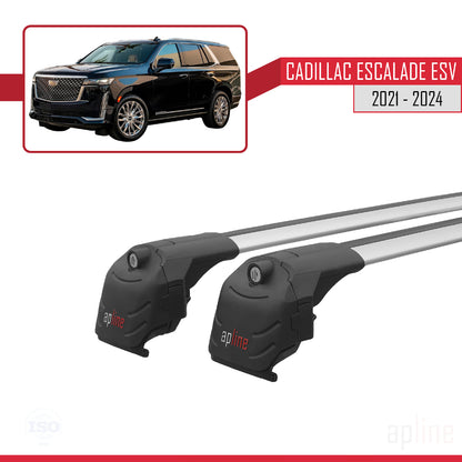 Compatible avec Cadillac Escalade ESV 2021-2024 ACE-2 Barres de Toit Railing Porte-Bagages de Voiture Gris Aluminium 2 Barres