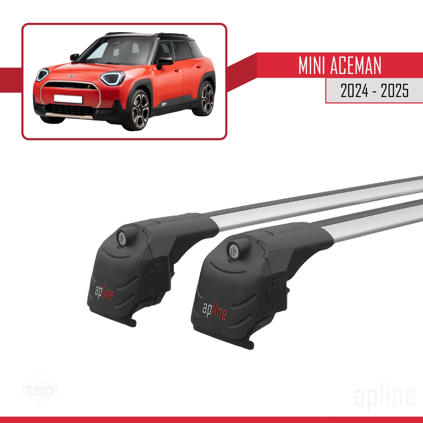 Compatible avec Mini Aceman SE 2024-2025 ACE-2 Barres de Toit Railing Porte-Bagages de Voiture Gris Aluminium 2 Barres