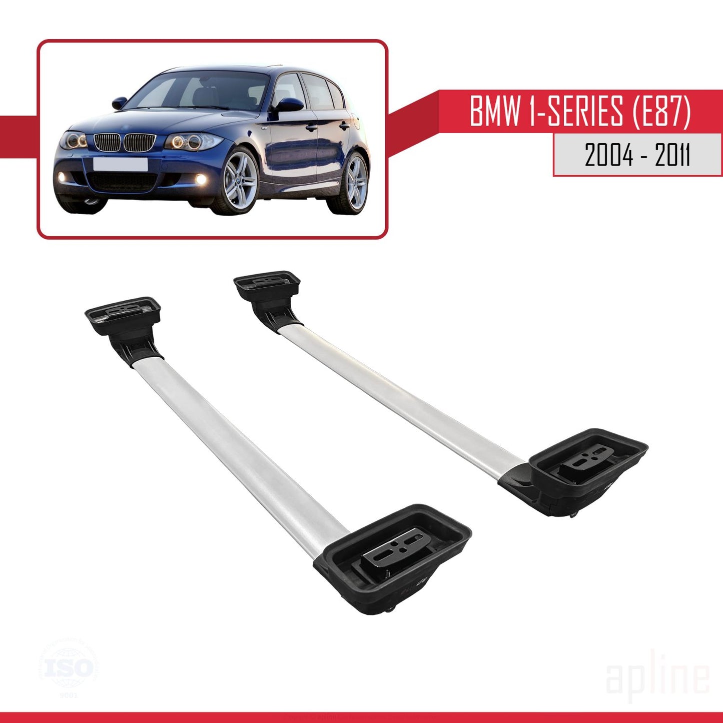 Compatible avec BMW Série 1 (E87) 2004-2011 ACE-3 Barres de Toit Railing Porte-Bagages de Voiture Gris Aluminium 2 Barres