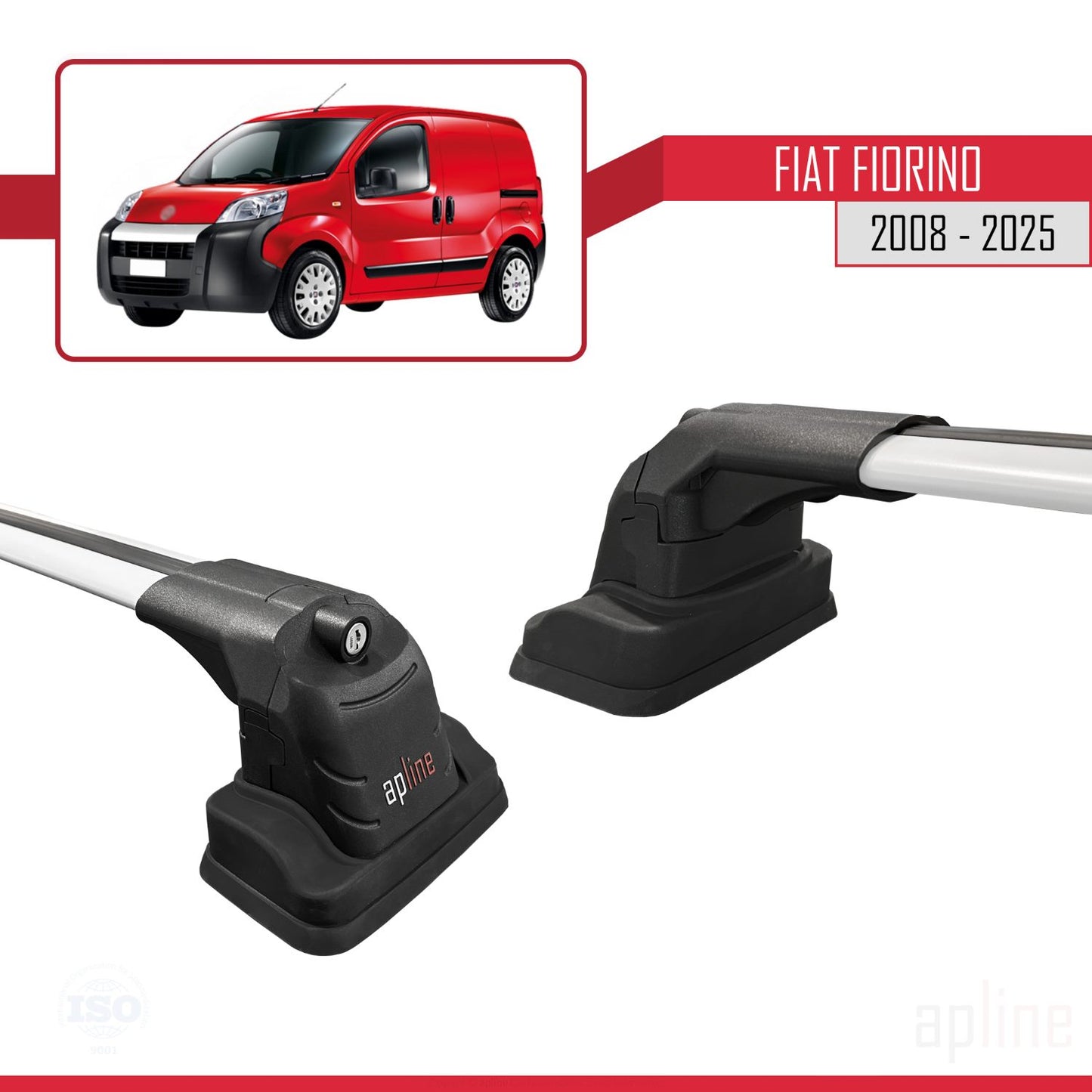 Compatible avec Fiat Fiorino 2008-2025 ACE-3 Barres de Toit Railing Porte-Bagages de Voiture Gris Aluminium 2 Barres