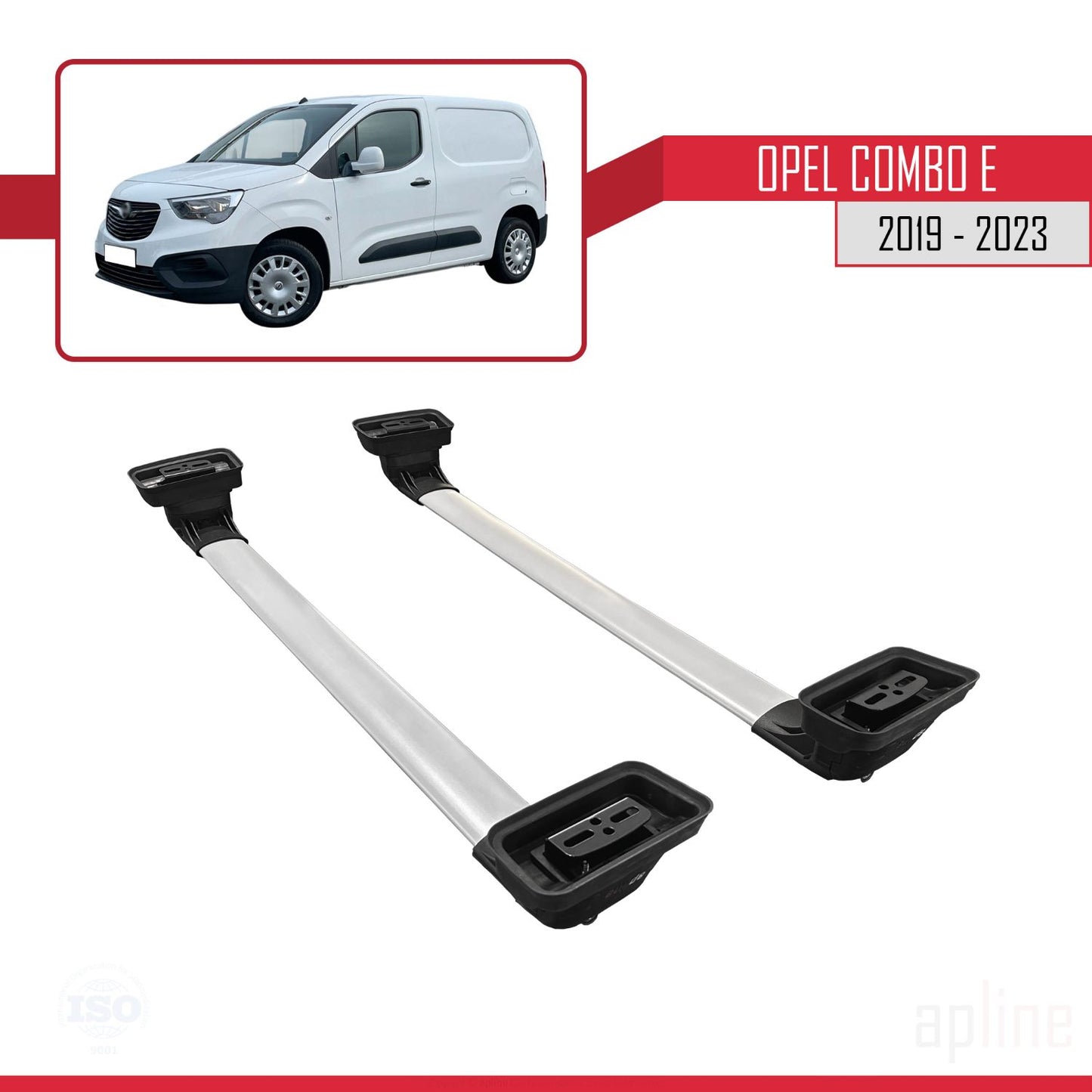 Compatible avec Opel Combo E 2019-2023 ACE-3 Barres de Toit Railing Porte-Bagages de Voiture Gris Aluminium 2 Barres