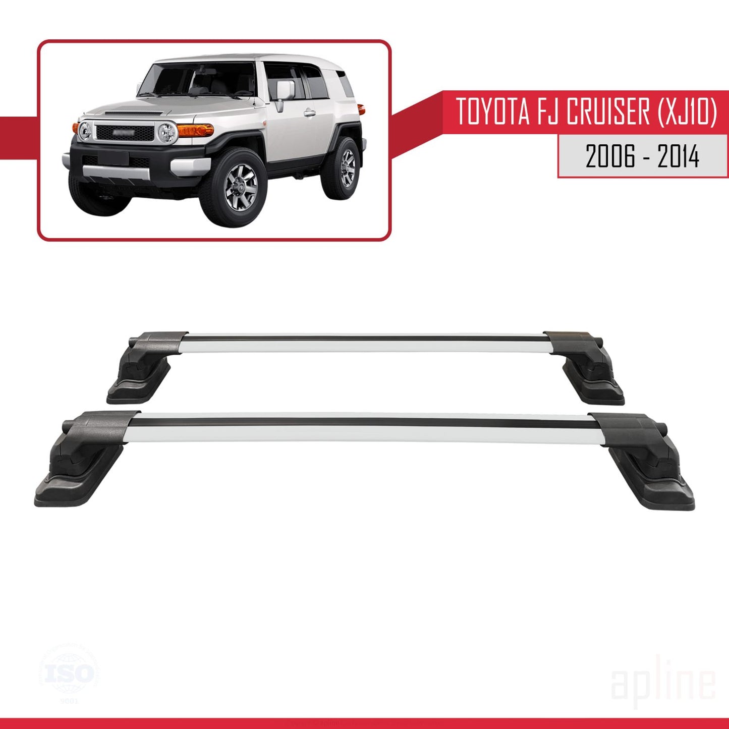 Compatible avec Toyota FJ Cruiser (XJ10) 2006-2014 ACE-3 Barres de Toit Railing Porte-Bagages de Voiture Gris Aluminium 2 Barres