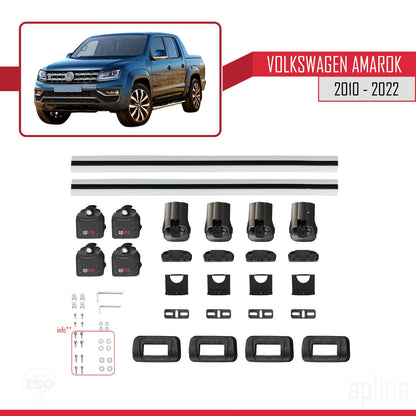 Compatible avec Volkswagen Amarok 2010-2022 ACE-3 Barres de Toit Railing Porte-Bagages de Voiture Gris Aluminium 2 Barres
