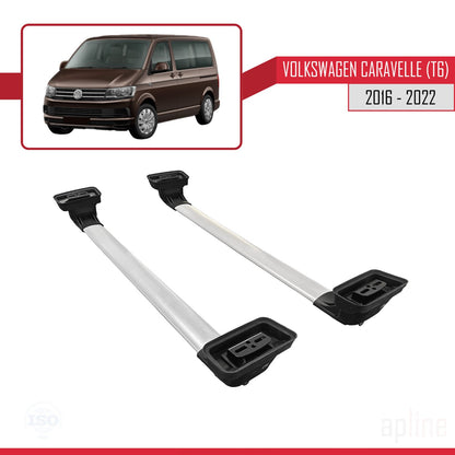 Compatible avec Volkswagen Caravelle (T6) 2016-2022 ACE-3 Barres de Toit Railing Porte-Bagages de Voiture Gris Aluminium 2 Barres