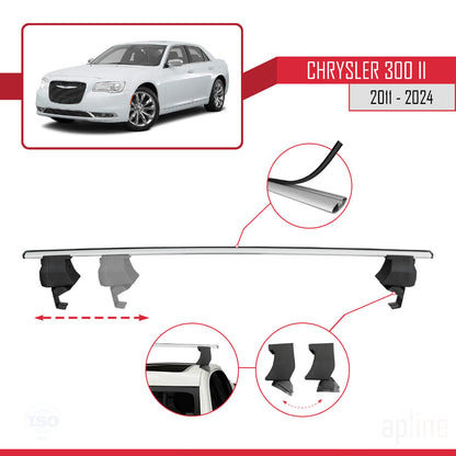 Compatible avec Chrysler 300 II (LD) 2011-2023 ACE-4 Barres de Toit Railing Porte-Bagages de Voiture Gris Aluminium 2 Barres