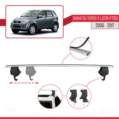 Compatible avec Daihatsu Terios 2 (J200/F700) 2006-2017 ACE-4 Barres de Toit Railing Porte-Bagages de Voiture Gris Aluminium 2 Barres