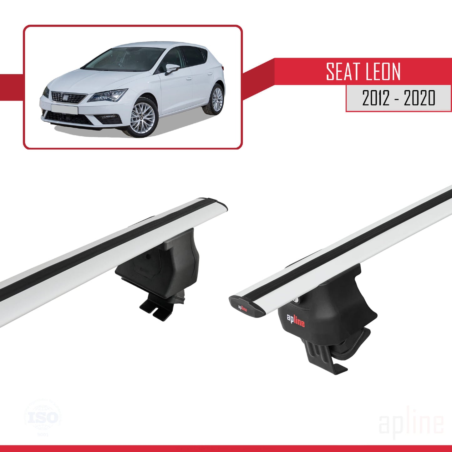 Compatible avec Seat Leon 3 (5F) 2012-2020 ACE-4 Barres de Toit Railing Porte-Bagages de Voiture Gris Aluminium 2 Barres
