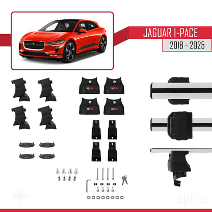 Compatible avec Jaguar I-Pace 2018-2025 ACE-4 Barres de Toit Railing Porte-Bagages de Voiture Gris Aluminium 2 Barres