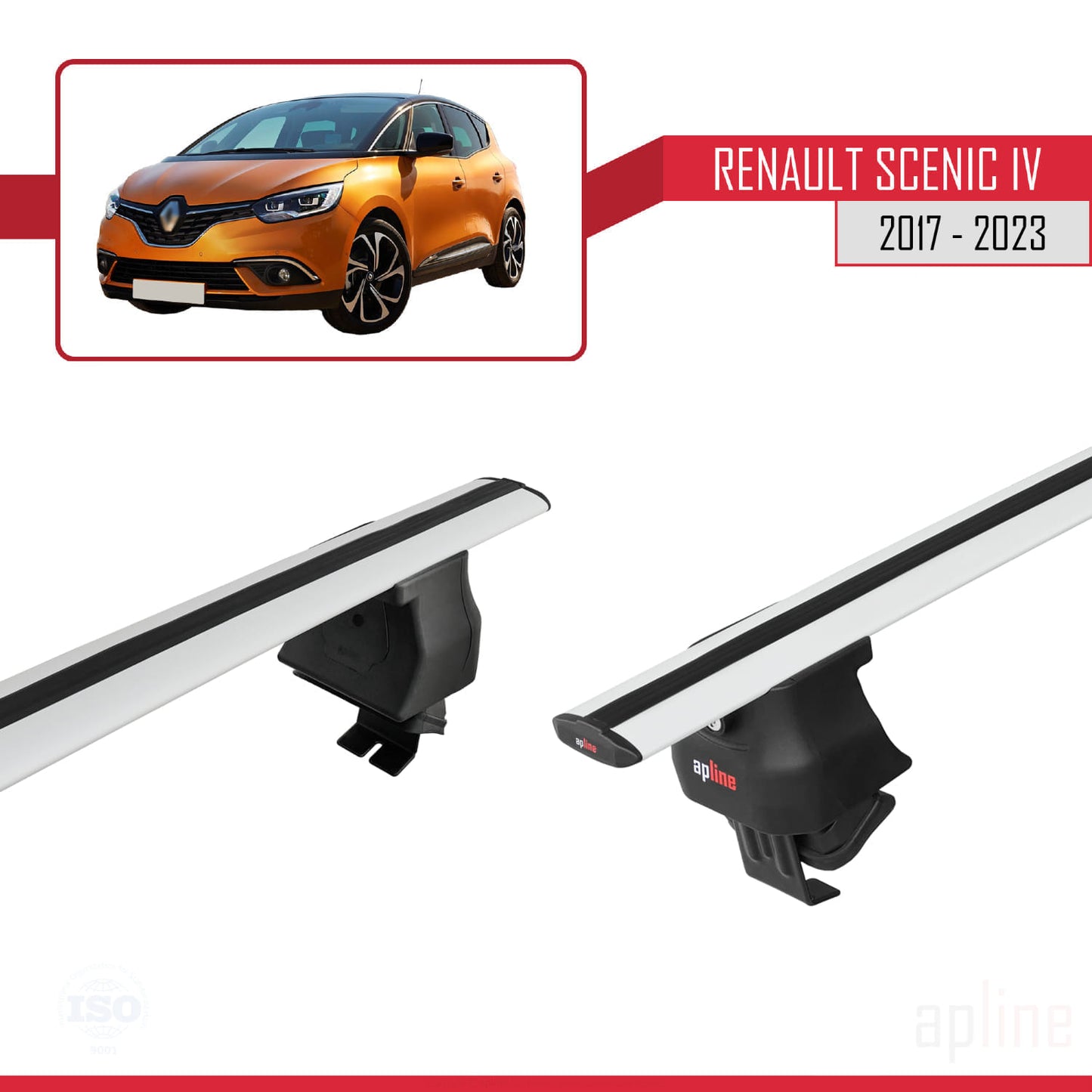 Compatible avec Renault Scenic 4 2017-2023 ACE-4 Barres de Toit Railing Porte-Bagages de Voiture Gris Aluminium 2 Barres