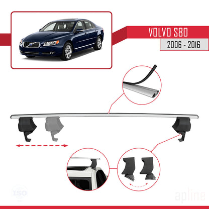 Compatible avec Volvo S80 II 2006-2016 ACE-4 Barres de Toit Railing Porte-Bagages de Voiture Gris Aluminium 2 Barres