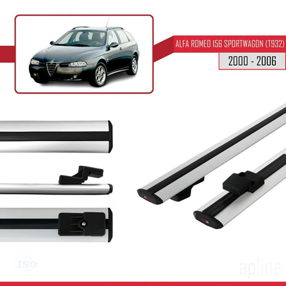 Compatible avec Alfa Romeo 156 (T932) Break 2000-2006 BASIC Model Barres de Toit Railing Porte-Bagages de Voiture Gris Aluminium 2 Barres