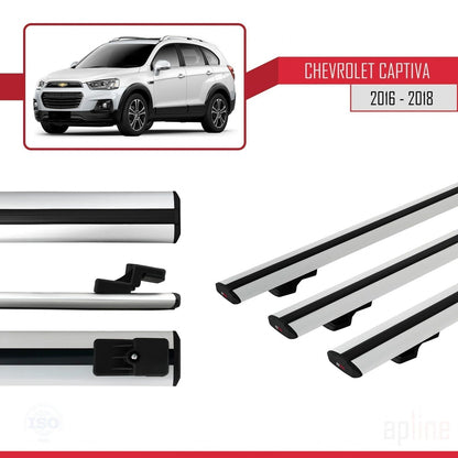 Compatible avec Chevrolet Captiva 2016-2018 BASIC Model Barres de Toit Railing Porte-Bagages de Voiture Gris Aluminium 3 Barres