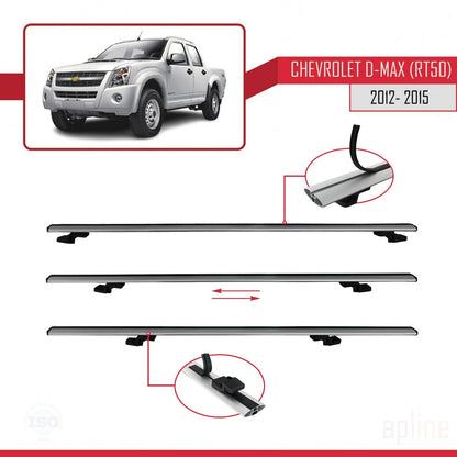 Compatible avec Chevrolet D-Max (RT50) 2012-2015 BASIC Model Barres de Toit Railing Porte-Bagages de Voiture Gris Aluminium 3 Barres