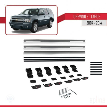 Compatible avec Chevrolet Tahoe 3 2007-2014 BASIC Model Barres de Toit Railing Porte-Bagages de Voiture Gris Aluminium 3 Barres