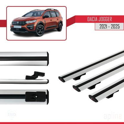 Compatible avec Dacia Jogger 2021-2025 BASIC Model Barres de Toit Railing Porte-Bagages de Voiture Gris Aluminium 3 Barres