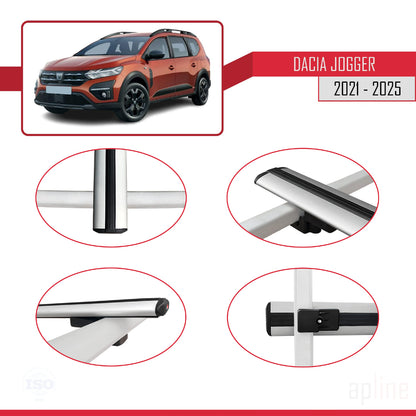 Compatible avec Dacia Jogger 2021-2025 BASIC Model Barres de Toit Railing Porte-Bagages de Voiture Gris Aluminium 2 Barres