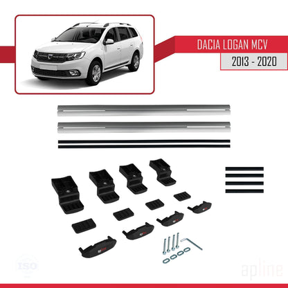 Compatible avec Dacia Logan 2 MCV (K52) 2013-2020 BASIC Model Barres de Toit Railing Porte-Bagages de Voiture Gris Aluminium 2 Barres