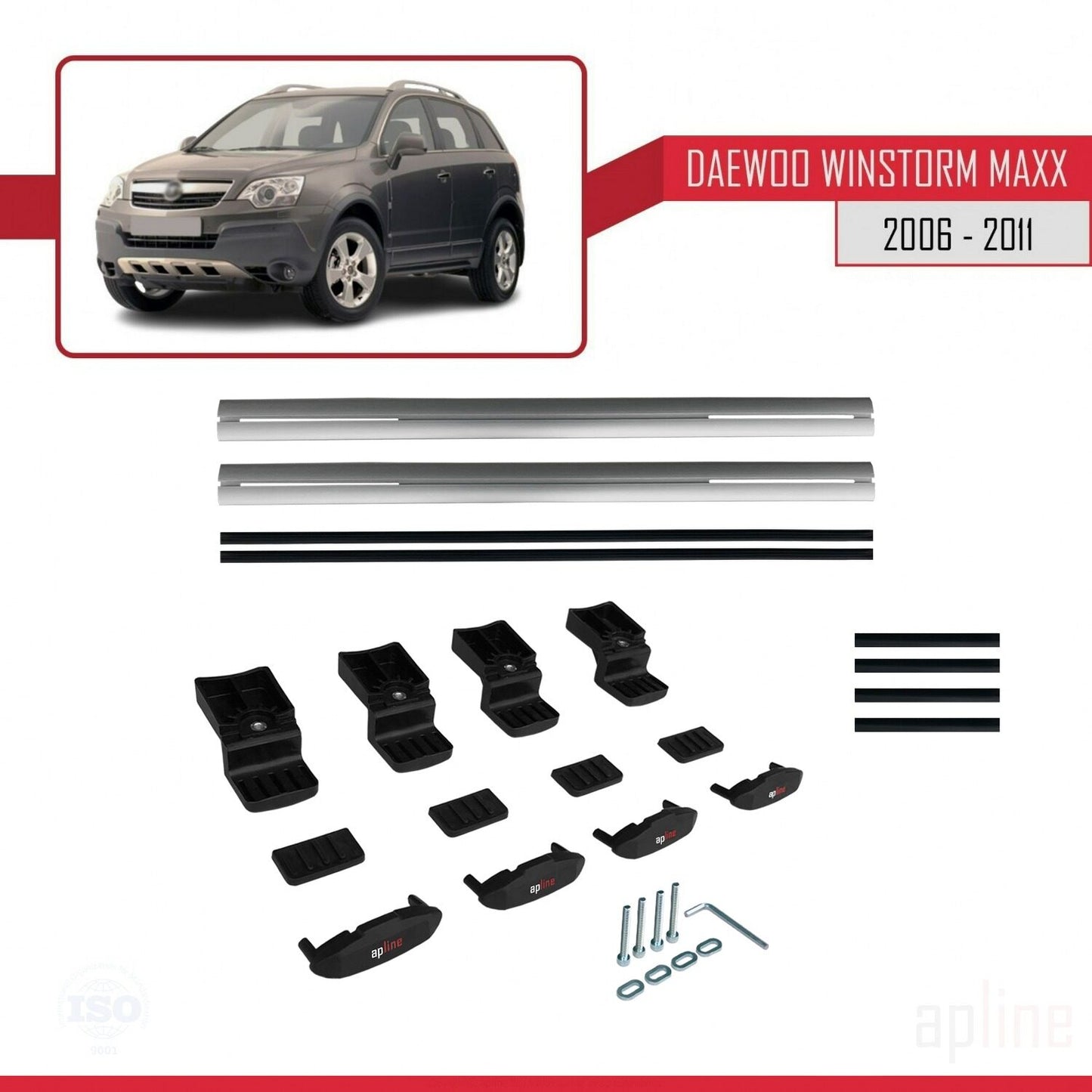 Compatible avec Daewoo Winstorm MaXX 2006-2011 BASIC Model Barres de Toit Railing Porte-Bagages de Voiture Gris Aluminium 2 Barres